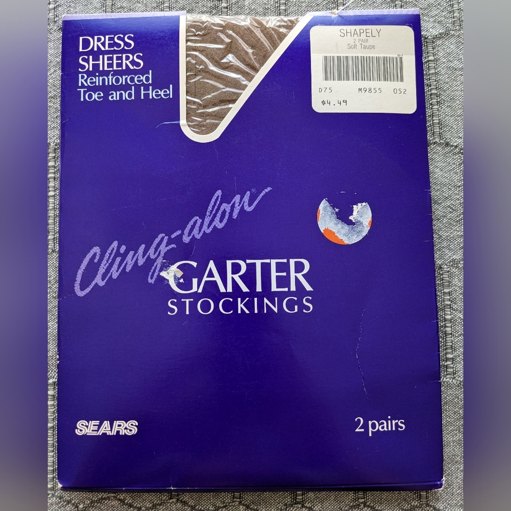 Cling-alon Garter stockings dress sheers Sears Shapely size one pair sof…